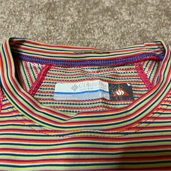 Colombia Small Long Sleeve Crew Neck Light Weight Active Sports Top Stripe - Picture 7 of 8